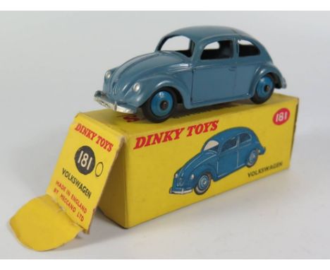 Dinky 181 Volkswagen Saloon in RAF blue with mid blue hubs, boxed