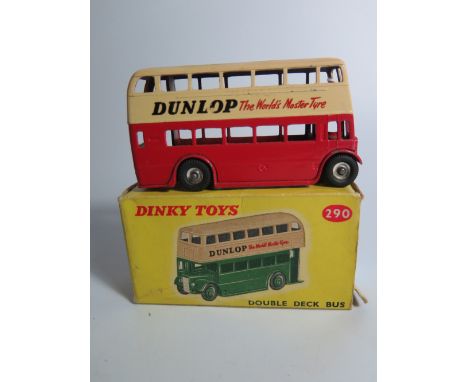 Dinky 290 Double Decker Box 'DUNLOP' in red and cream with spun wheels, boxed