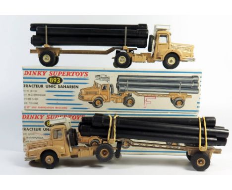 Two French Dinky 893 Unic Sahara Pipe Transporter, both boxed