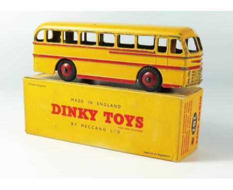 Dinky 282 Duple Roadmaster Coach in yellow with red hubs and coachlines, boxed