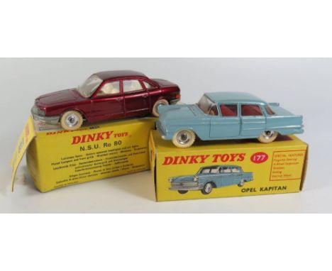 Dinky 176 N.S.U. Ro80, boxed and Dinky 177 Opel Kapitan in light blue, boxed