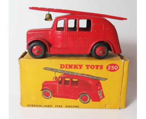 Dinky 25h Streamlined Fire Engine with red hubs in 250 box