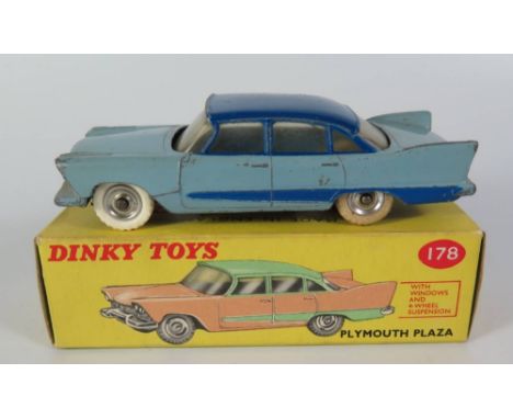 Dinky 178 Plymouth Plaza in light blue with dark blue flash and roof, boxed