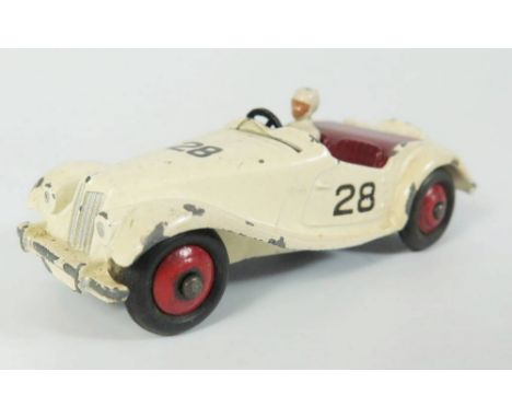Dinky 108 MG Midget in cream with maroon interior and red hubs, no.28