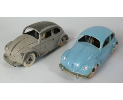 Dinky 181 Volkswagen Saloon in light blue, unpainted base with spun hubs and one other