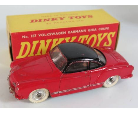 Dinky 187 Karmann Ghia Coupe in red with black roof, boxed