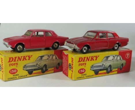 Two Dinky 130 Ford Consul Corsair _ red and metallic red, both boxed