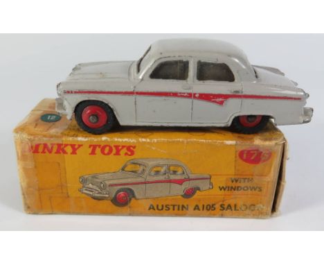 Dinky 176 Austin 105 Saloon in pale grey with red stripe, boxed