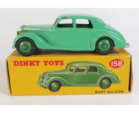 Dinky 40a / 158 Riley Saloon 54-55 in light green with mid green hubs, boxed