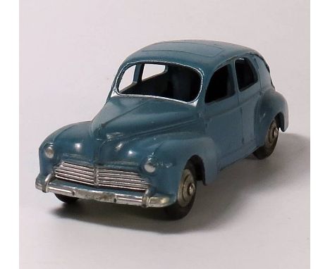 French Dinky 24r Peugeot 203 with cross hatching in light blue with silver ridged hubs