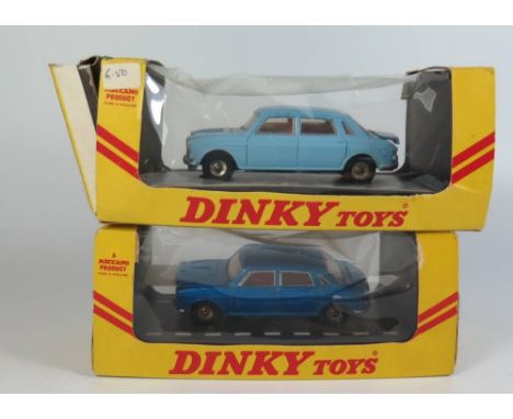 Two Dinky 171 Austin 1800 Cars _ one light blue boxed and the other metallic blue boxed