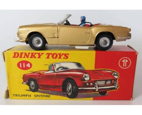 Dinky 114 Triumph Spitfire in metallic gold without logo, boxed
