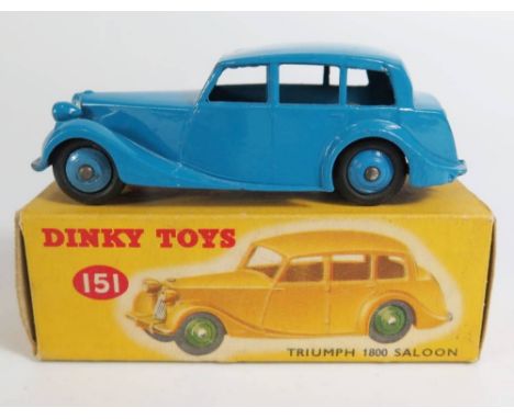 Dinky 40b / 151 Triumph 1800 Saloon in light blue with blue hubs, boxed