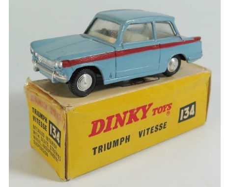 Dinky 134 Triumph Vitesse Indian Issue in light blue with red stripe, boxed