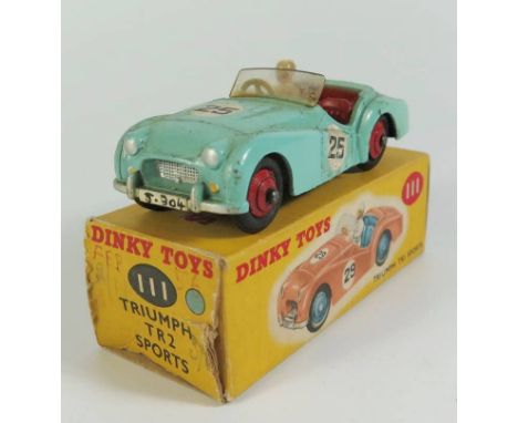 Dinky 111 Triumph TR2 Sports Car in turquoise, no.25, boxed