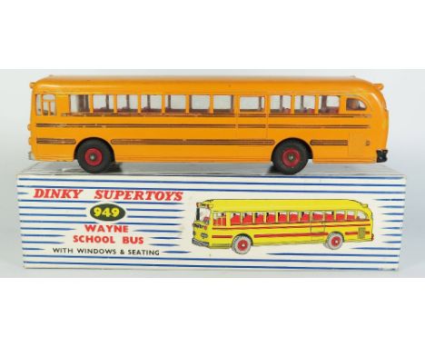 Dinky 949 Wayne School Bus with red lines and rear bumper, boxed