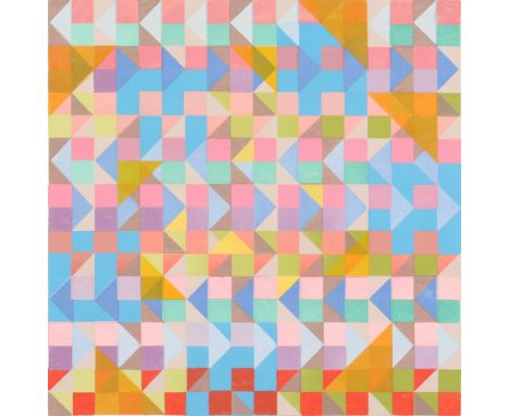 Limited edition Op. art print, numbered  97/200 , dated  1971 , signed in pencil, 18  x 18 .