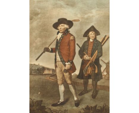 A coloured print After L. F. Abbott, (probably a later copy), To The Society of Coffers At Black Heath , 16.5  x 11.5 .