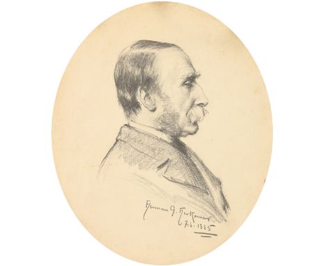 Herman Gustave Herkomer (1862-1935) American, A head and shoulders sketch of a gentleman, in profile, pencil, signed and date