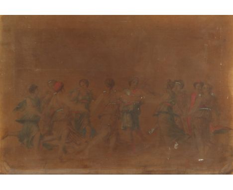 Carlo De Lasinio C. 1784, A scene of ten classical maidens dancing, etching with hand colouring laid down on canvas, 17  x 24
