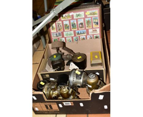 VINTAGE BICYCLE LAMPS, to include 'Lucas Oalcia Club', 'Lucas Pathfinder', brass Lucas lustra (repaired, parts missing) and a