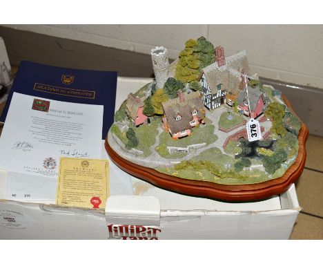 A BOXED LIMITED EDITION LILLIPUT LANE SCULPTURE, 'Saxham St. Edmunds', No.0235/4500, with certificate, leaflet and wooden pli