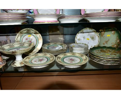 A LIMOGES NINE PIECE DESSERT SET, orange backstamp and marked 'Robert Haviland & Le Tanneur', to base, comprising tall compor