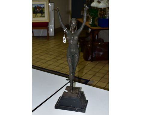 AFTER DEMETRE CHIPARUIS, 'Starfish Dancer', cast and patinated Art bronze, female figure standing on raised stepped base, imp
