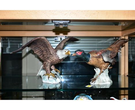 TWO GOEBEL BIRDS, a 'White Headed Eagle', CV104, height 26cm x length 51cm and a Pheasant CV98, height 23cm x length 48cm (2)