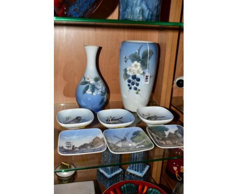A GROUP OF ROYAL COPENHAGEN, comprising two vases, No.1049, height approximately 23cm and No.863, height approximately 21.5cm