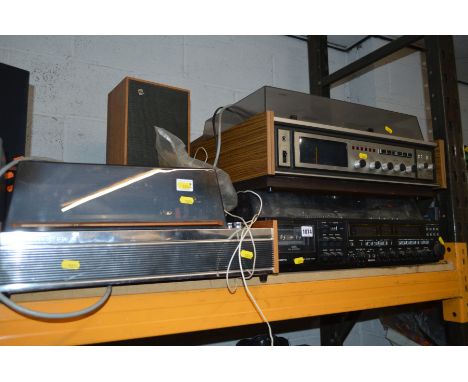 A SANYO G2611KL MUSIC CENTRE WITH SPEAKERS together with a Sanyo G6002 music centre and Deccasound 603 record player with spe