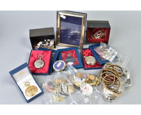 A SELECTION OF MAINLY POCKET WATCHES, JEWELLERY AND MEDALS, to include metal pocket watches, metal medals, many sports relate
