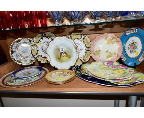 VARIOUS ENGLISH AND CONTINENTAL PLATES AND TRAYS, to include Limoges, 19th Century Ridgway plates, Spode, etc (12)