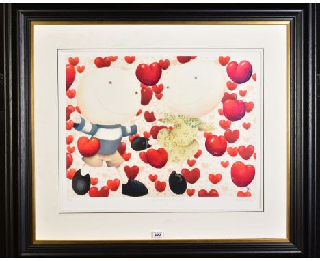MACKENZIE THORPE (BRITISH 1956), 'Dancing in Love', a Limited Edition print of a couple surrounded by Love Hearts, 62/295, si