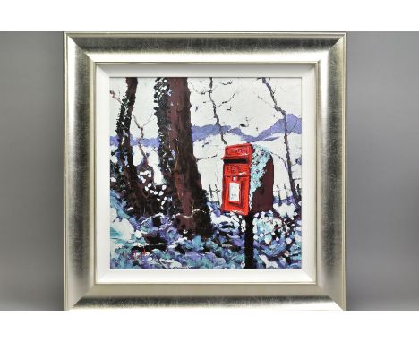 TIMMY MALLETT (BRITISH CONTEMPORARY), 'Snowy Post Box', a Limited Edition print on canvas of a winter scene, 23/195, signed v