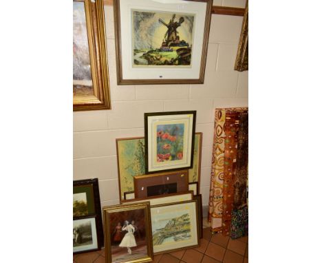 PAINTINGS AND DRY POINT ETCHING, to include 'Clay-Next-The-Sea, Norfolk' by James Priddey, signed and titled to lower margin,