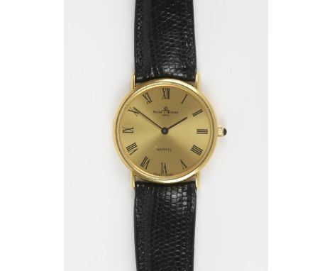 Baume and Mercier, a gentleman's gold wristwatch, the signed dial with Roman numeral hour markers, fitted with a signed 7 jew