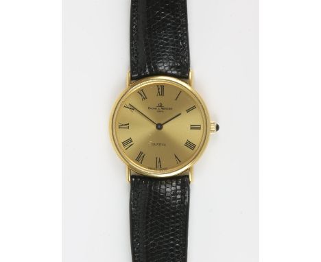 Baume and Mercier, a gentleman's gold wristwatch, the signed dial with Roman numeral hour markers, fitted with a signed 7 jew