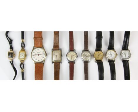  Tavannes Watch Company a ladies Gold cocktail watch,the unsigned black dial with Arabic numeral hour markers within a minute