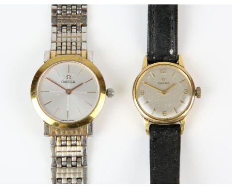 Omega a ladies reference KD511015 gold plated wristwatch, the silvered signed dial with baton hour markers, signed manual win