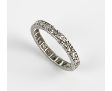 1920's diamond full eternity ring, set with single cut diamonds, with a total estimated weight of 0.40 carats, mounted in whi