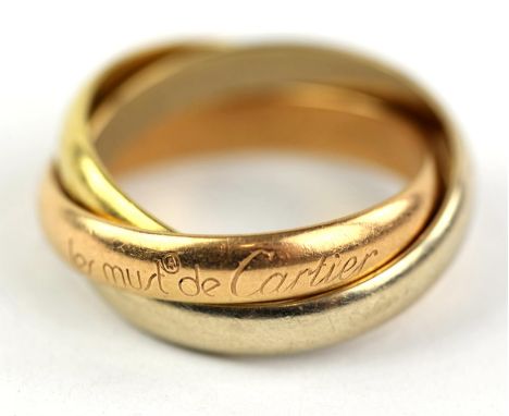 Le Must De Cartier Russian wedding band, with French eagle head hallmark for 18 ct, ring size I½, in Cartier boxCondition Rep