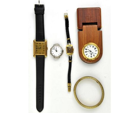 Oris a Gentleman's gold plated wristwatch with Black Arabic numeral hour markers, fitted with a quartz movement, together wit