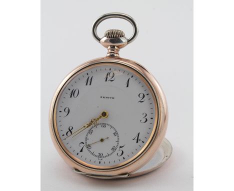 Zenith open face pocket watch (.800 Silver) with gold case decoration & Grand Prix Paris 1900 dust cover inside, the white en