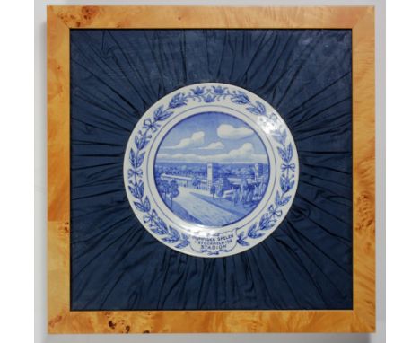 Olympics, Stockholm 1912, Commemorative blue print ceramic wall plate with views of the Stockholm stadium by Rörstrand", 23 c