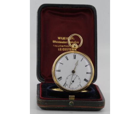 Gents 18ct cased open face pocket watch, hallmarked London 1874, the signed movement by Lund Brothers London No. 2045. a few 