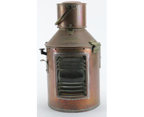 Ships copper signaling lamp, Meteorite 57229. Complete with original oil lamp, Morse system all working.