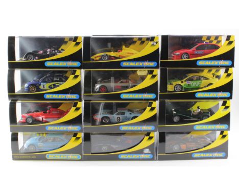 Scalextric. Twelve boxed Scalextric models, comprising Xerox F1 (C2440); Dallara Indy (C2515); Ford GT40 (C2403); Vauxhall Ve