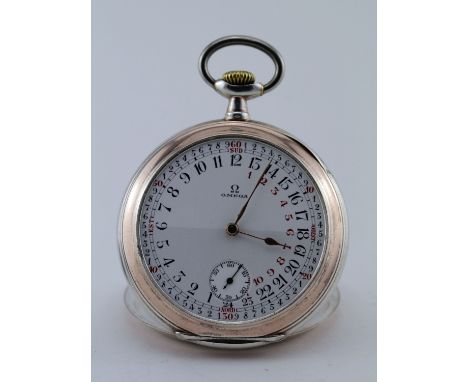 Omega Silver (.800) & Gilt Pocket Watch With 24 Hour Day/Night Dial, circa 1927, the signed white enamel dial with black 24 h