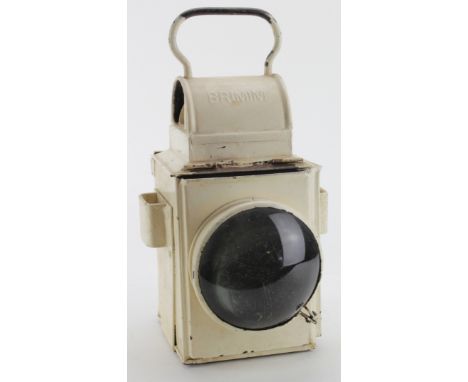 Railway interest. A British Rail white painted lamp 'BR(M)M', height 36cm approx.